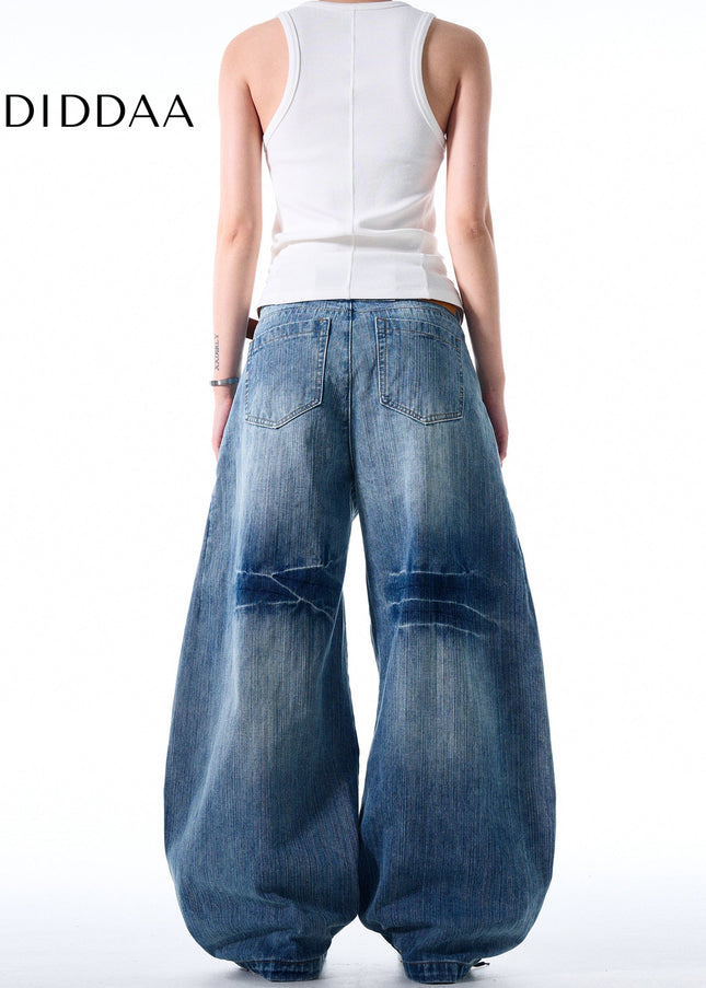 Washed Blue Distressed Baggy Cutlass Jeans Men - Men’s Jeans