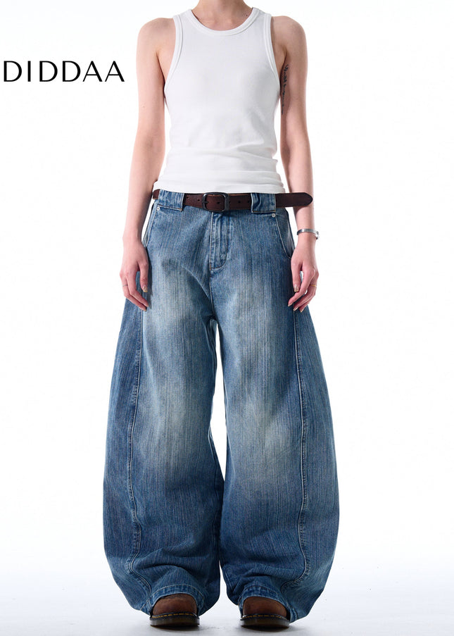 Washed Blue Distressed Baggy Cutlass Jeans Men - Men’s Jeans