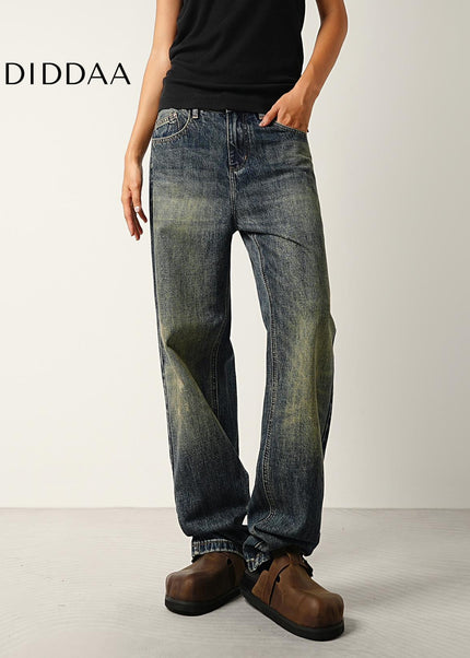 Washed Blue Distressed Loose Straight Jeans for All - Men’s Jeans