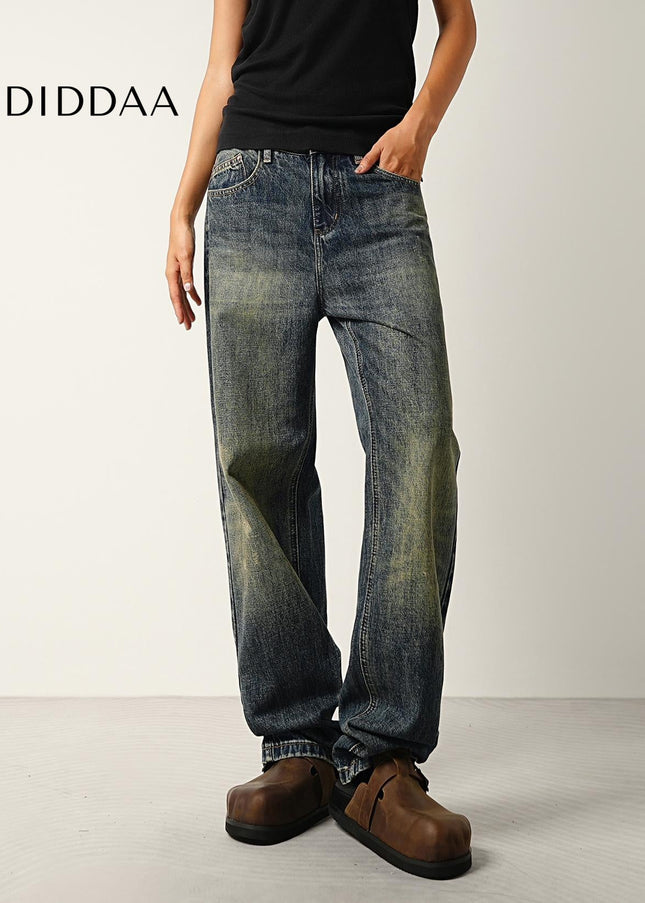 Washed Blue Distressed Loose Straight Jeans for All - Men’s Jeans
