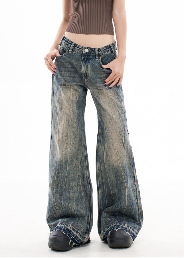 Washed Blue Distressed Raw Bootcut Jeans for Women - Women’s Jeans