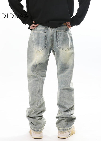 Washed Blue Distressed Slim Jeans for Men - Men’s Jeans