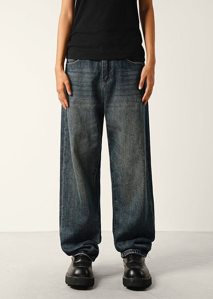 Washed Blue Distressed Straight Jeans for Men - 28 / Dark Blue - Men’s Jeans