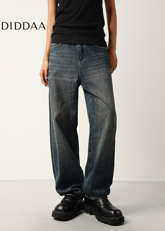 Washed Blue Distressed Straight Jeans for Men - Men’s Jeans