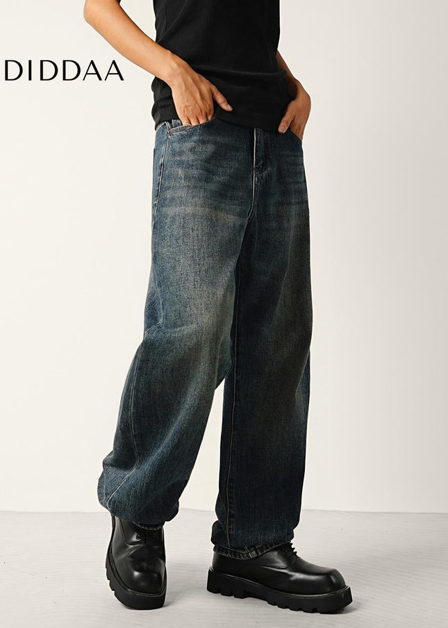 Washed Blue Distressed Straight Jeans for Men - Men’s Jeans