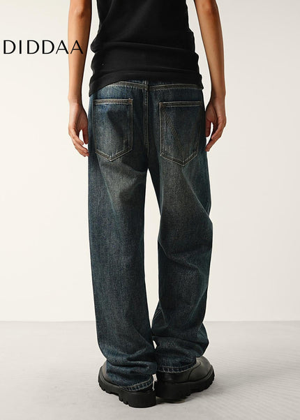 Washed Blue Distressed Straight Jeans for Men - Men’s Jeans