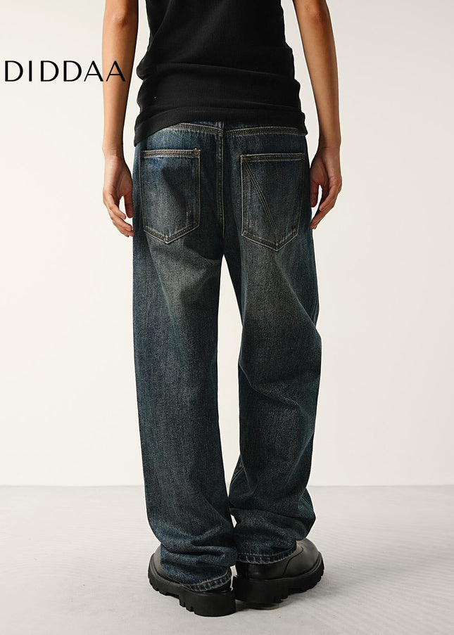 Washed Blue Distressed Straight Jeans for Men - Men’s Jeans