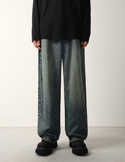 Washed Blue Distressed Wide-Leg Jeans for Men - 28 / Dark Blue - Men’s Jeans