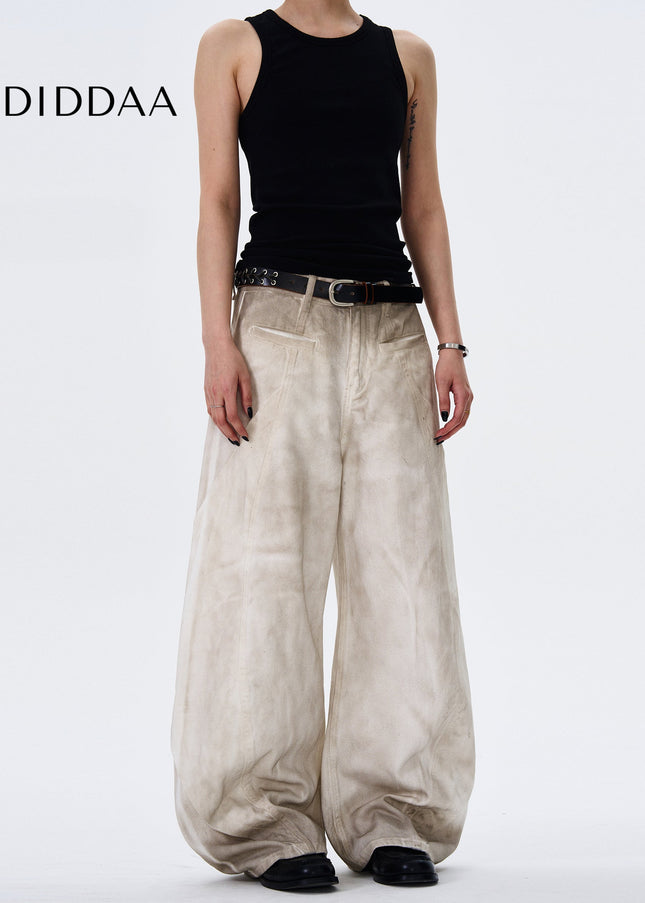 Washed Blue Distressed Wide-Leg Jeans for Men and Women - Men’s Jeans