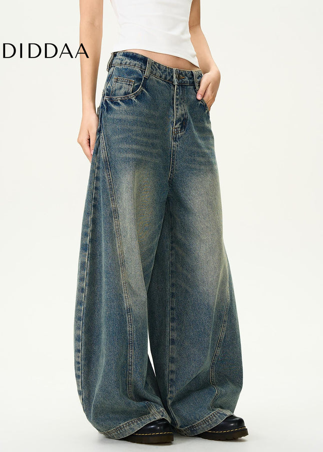 Washed Blue Distressed Wide Leg Jeans for Men and Women - Men’s Jeans