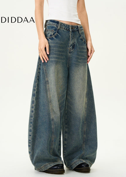 Washed Blue Distressed Wide Leg Jeans for Men and Women - Men’s Jeans