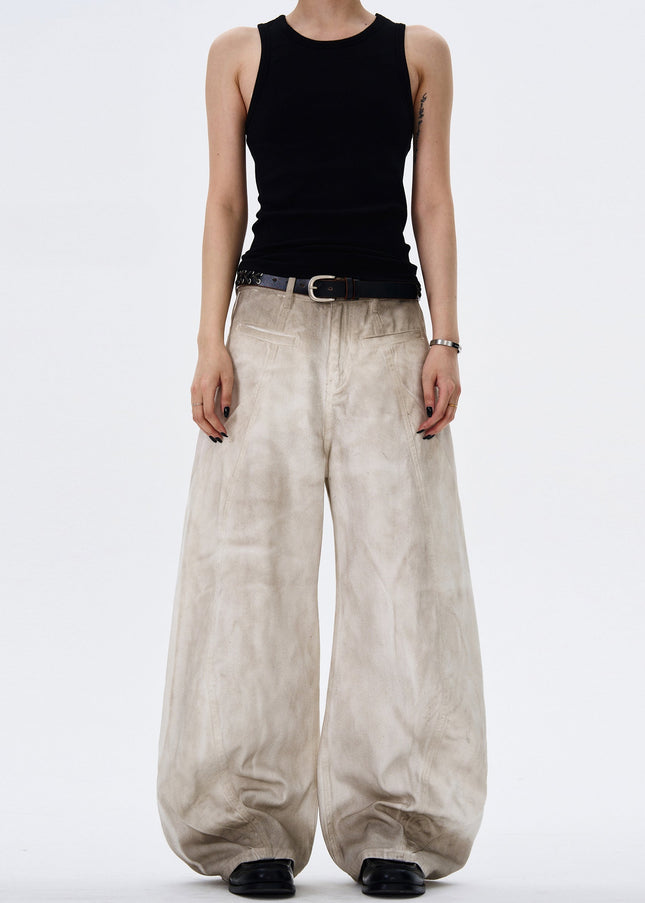 Washed Blue Distressed Wide-Leg Jeans for Men and Women - Men’s Jeans