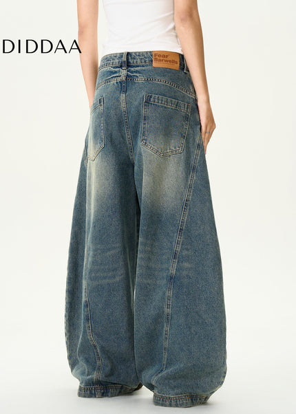 Washed Blue Distressed Wide Leg Jeans for Men and Women - Men’s Jeans