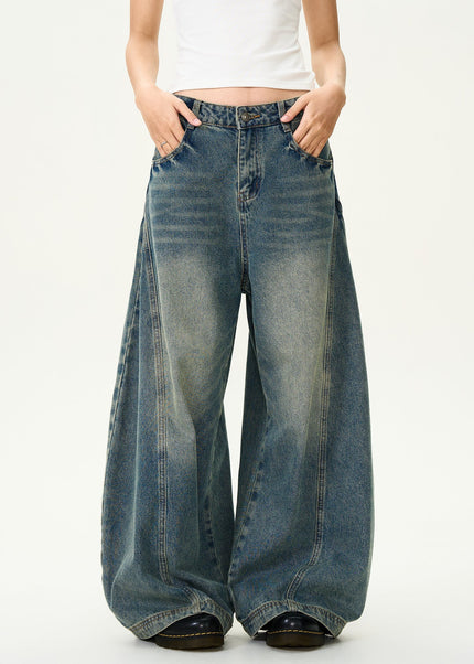 Washed Blue Distressed Wide Leg Jeans for Men and Women - Men’s Jeans