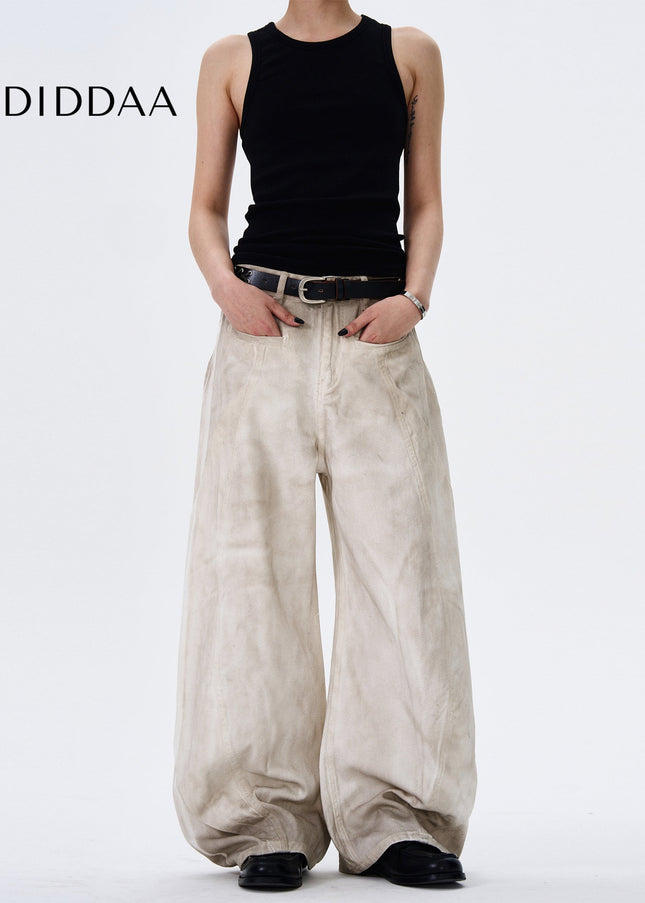 Washed Blue Distressed Wide-Leg Jeans for Men and Women - Men’s Jeans