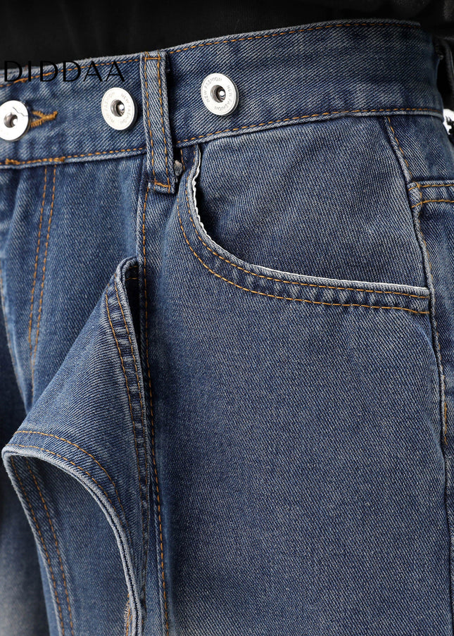Washed Blue Distressed Wide Leg Jeans for Men - Men’s Jeans