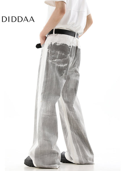 Washed Blue Distressed Wide Leg Jeans for Men - Men’s Jeans