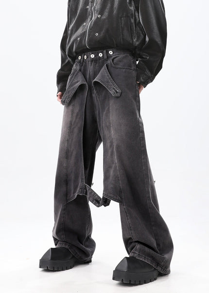 Washed Blue Distressed Wide Leg Jeans for Men - Men’s Jeans