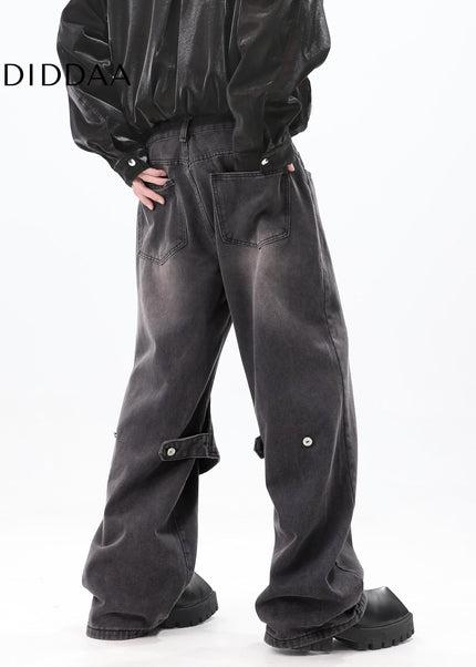 Washed Blue Distressed Wide Leg Jeans for Men - Men’s Jeans