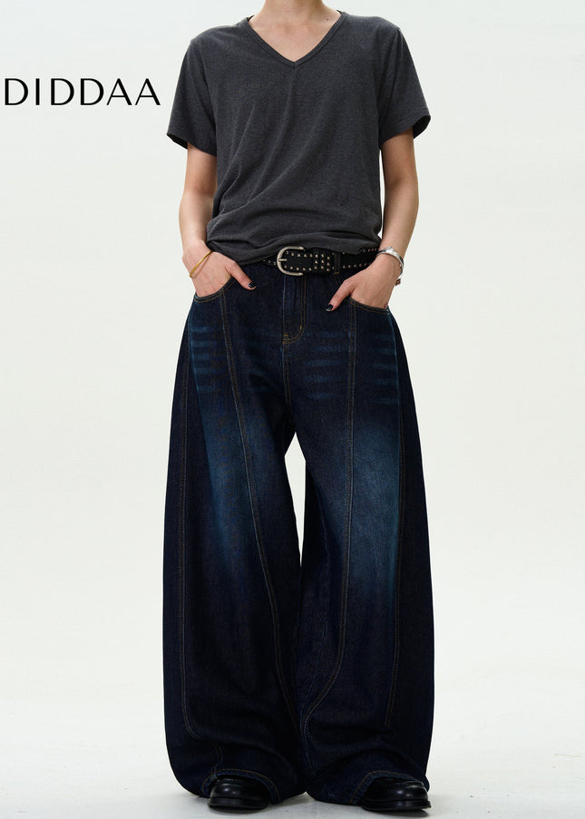 Washed Blue Distressed Wide-Leg Machete Jeans - Men’s Jeans