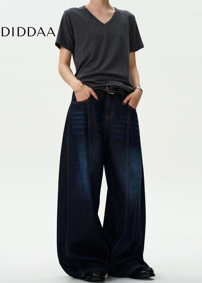 Washed Blue Distressed Wide-Leg Machete Jeans - Men’s Jeans