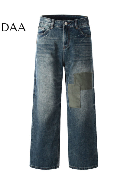 Washed Blue High End Wide Leg Denim Jeans - Dark Blue / S - Men’s Jeans