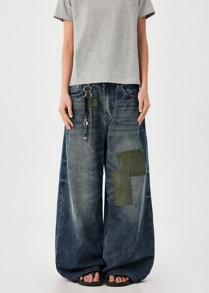 Washed Blue High End Wide Leg Denim Jeans - Men’s Jeans