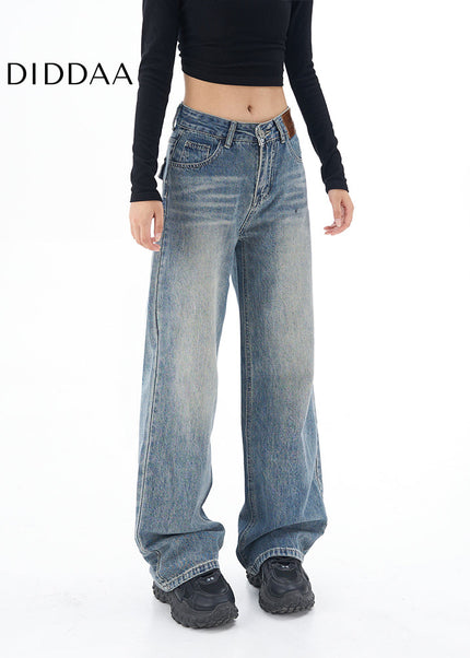 Washed Blue High Rise Wide Leg Jeans - Women’s Jeans