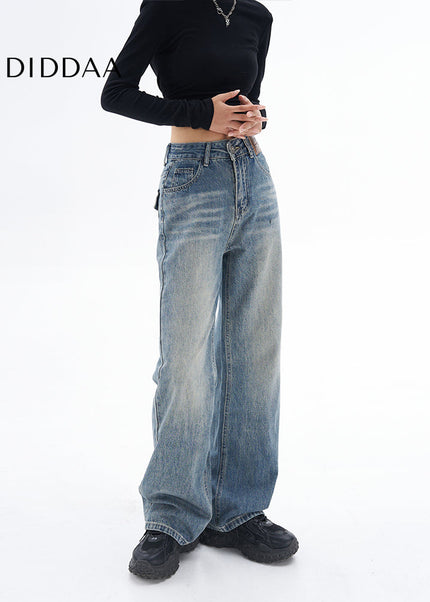 Washed Blue High Rise Wide Leg Jeans - Women’s Jeans
