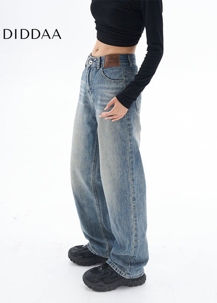 Washed Blue High Rise Wide Leg Jeans - Women’s Jeans