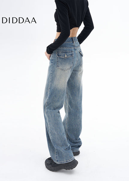 Washed Blue High Rise Wide Leg Jeans - Women’s Jeans