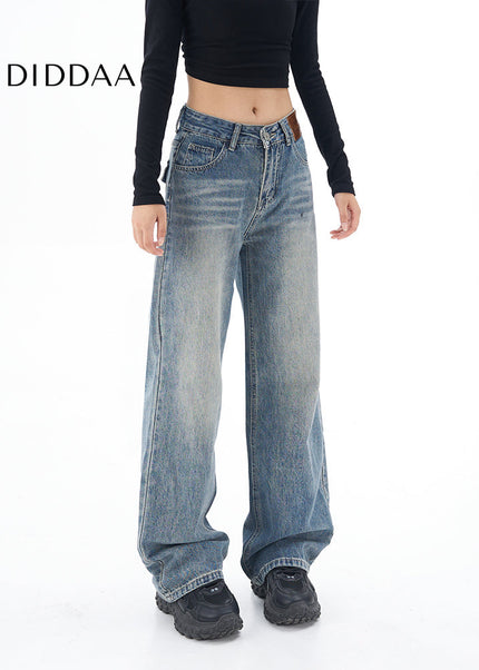 Washed Blue High Rise Wide Leg Jeans - Women’s Jeans
