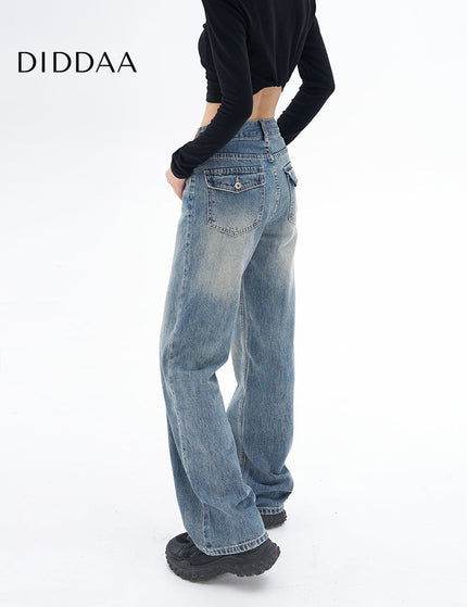 Washed Blue High Rise Wide Leg Jeans - XS / Mid Blue - Women’s Jeans