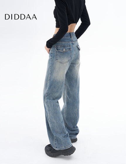 Washed Blue High Rise Wide Leg Jeans - XS / Mid Blue - Women’s Jeans
