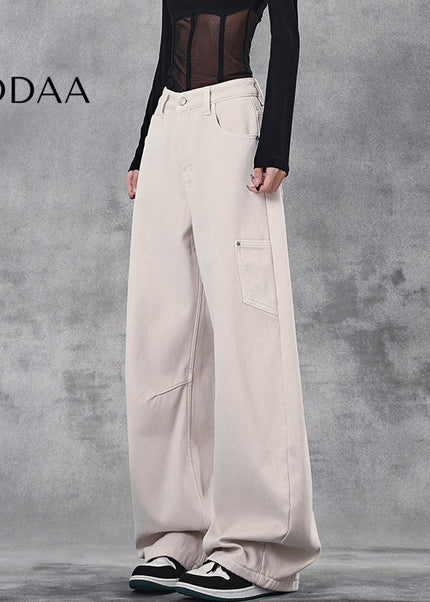 Washed Blue High Waist Wide-Leg Cargo Jeans - Women’s Jeans