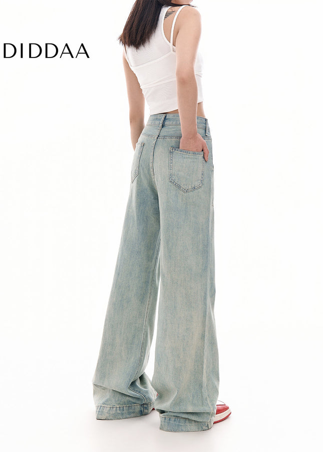 Washed Blue High Waist Wide Leg Jeans for Women - Women’s Jeans