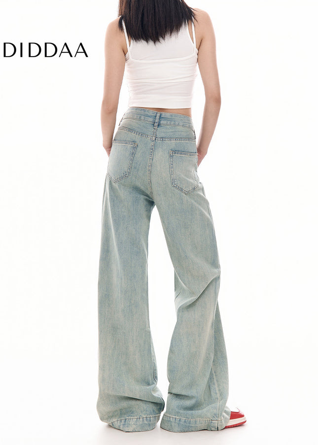 Washed Blue High Waist Wide Leg Jeans for Women - Women’s Jeans