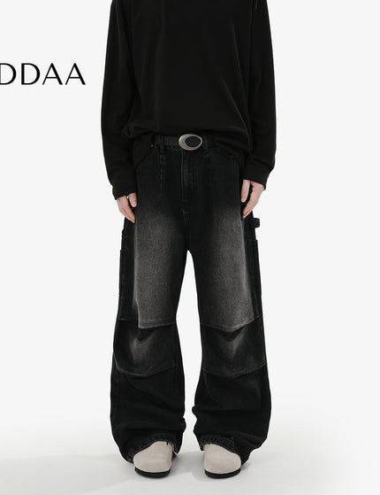 Washed Blue Loose Fit Cargo Jeans - S / Black - Men’s Jeans