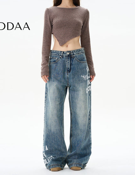 Washed Blue Loose Fit High Street Jeans - S / Mid Blue - Women’s Jeans