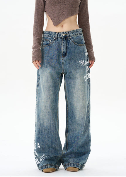 Washed Blue Loose Fit High Street Jeans - Women’s Jeans