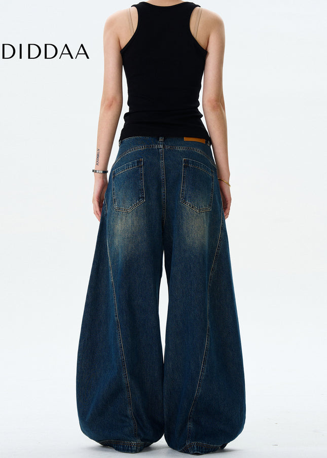 Washed Blue Loose Fit Scimitar Jeans for Men and Women - Men’s Jeans