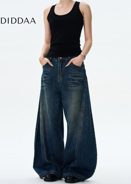 Washed Blue Loose Fit Scimitar Jeans for Men and Women - Men’s Jeans