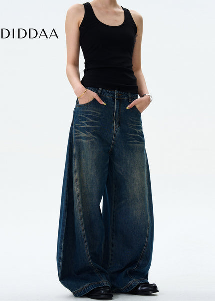 Washed Blue Loose Fit Scimitar Jeans for Men and Women - Men’s Jeans