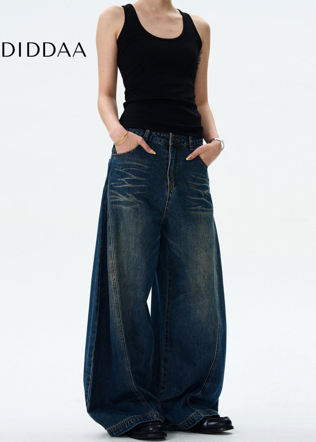 Washed Blue Loose Fit Scimitar Jeans for Men and Women - Men’s Jeans