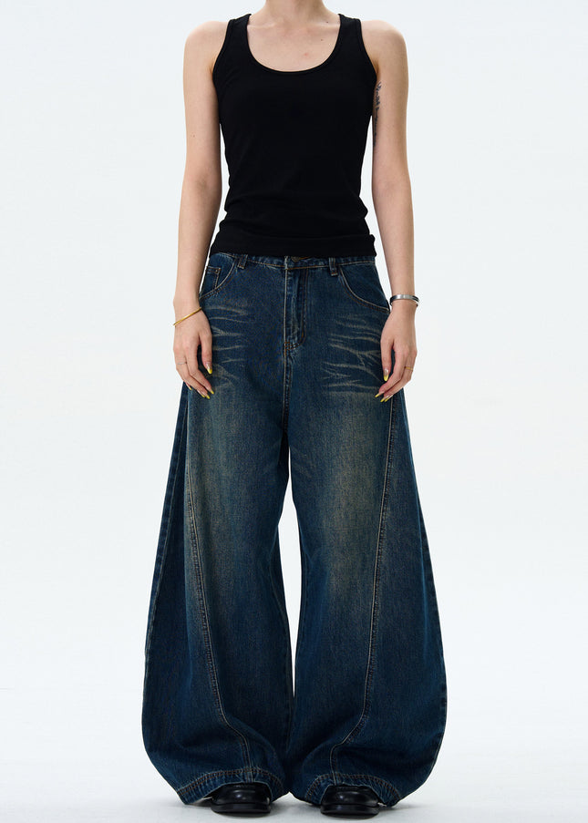 Washed Blue Loose Fit Scimitar Jeans for Men and Women - Men’s Jeans