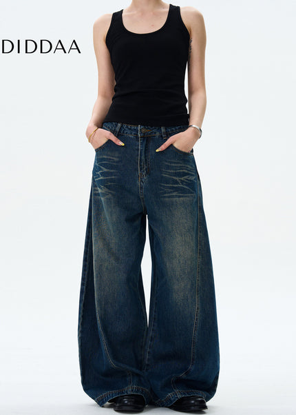 Washed Blue Loose Fit Scimitar Jeans for Men and Women - Men’s Jeans