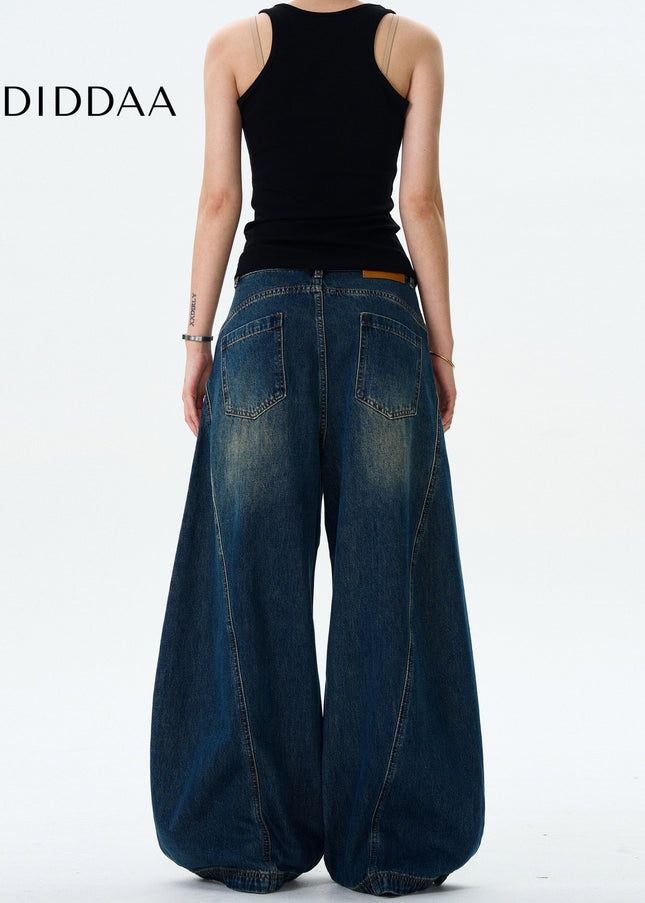 Washed Blue Loose Fit Scimitar Jeans for Men and Women - Men’s Jeans