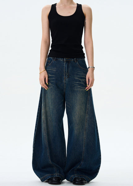 Washed Blue Loose Fit Scimitar Jeans for Men and Women - Men’s Jeans