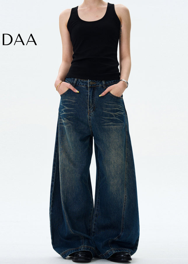 Washed Blue Loose Fit Scimitar Jeans for Men and Women - S / Blue - Men’s Jeans