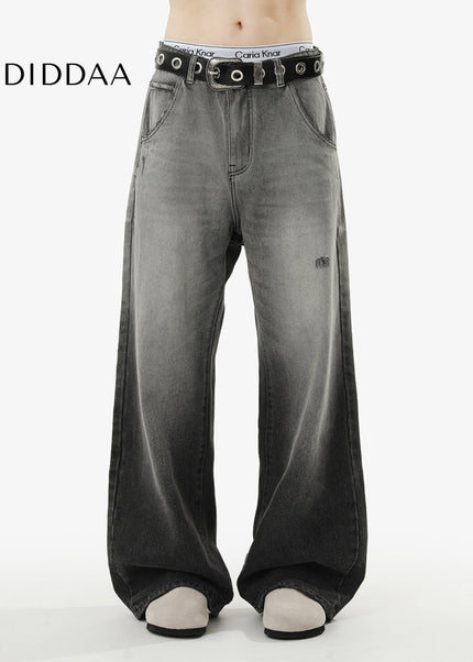 Washed Blue Loose Fit Straight Jeans for Men and Women - Men’s Jeans